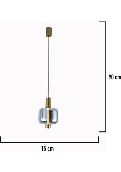 Mary 4 Watt Tekli Füme Camlı 4 Watt Modern Salon LED Sarkıt Avize