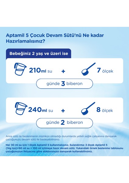 5 Çocuk Devam Sütü 800 Gr 2 Yaş+ Akıllı Kutu X 4 Adet