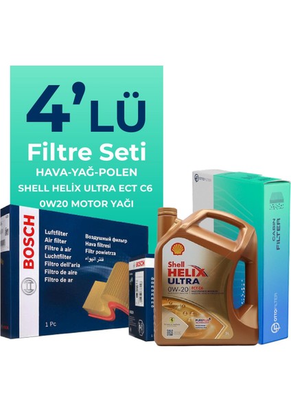 Volvo S60 2.0 B5 Filtre Bakım Seti Shell Motor Yağlı (2019-2024) 4 Lü