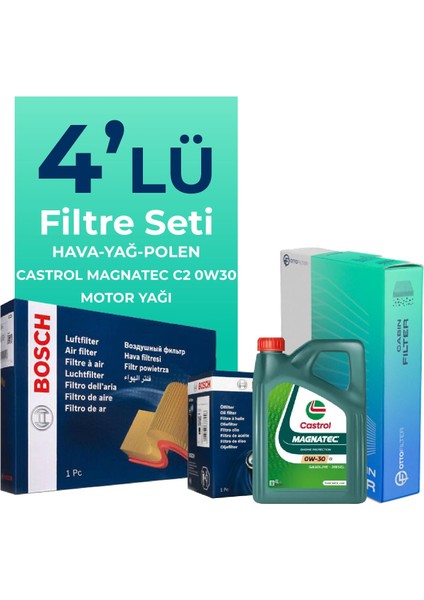 Kia Stonic 1.0 Benzin Filtre Bakım Seti Castrol Motor Yağlı (2016-2024) 4 Lü