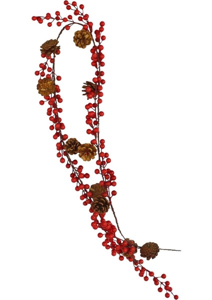 Parti Adresi Yılbaşı Dekor Süsleri Kozalaklı Berry Kokina Garland 150 cm