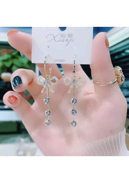 Kadınlar Için Moda Mizaç Uzun Püskül Yaz Popüler Küpeler Süper Parlak Üst Düzey Hafif Lüks Küpeler (Yurt Dışından)