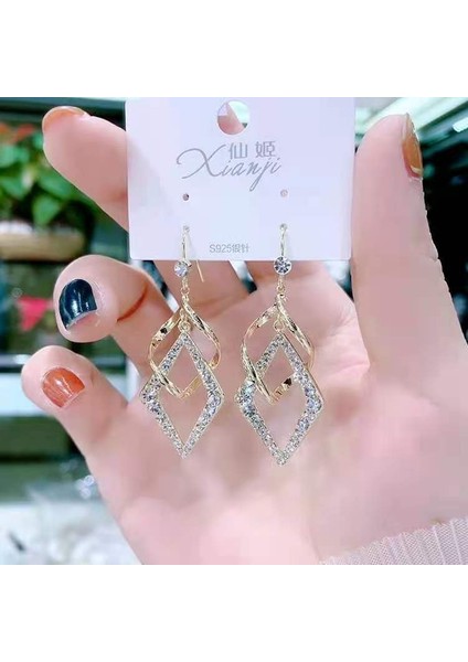 Moda Kedi Gözü Elmas Küpe Kadın Ilkbahar ve Yaz Ince Yeni Stil Işık Lüks High-End Küpe (Yurt Dışından)