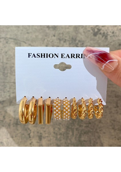 Çok Satan Moda Avrupa ve Amerikan Tarzı Altın C-Şekilli Zincir Küpe Seti, Bayanlar Için Hafif Lüks ve Üst Düzey Küpeler (Yurt Dışından)