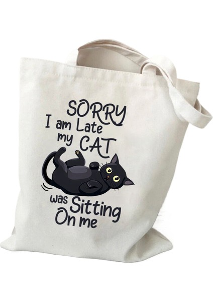 Kadın Tote Çanta Bu Güzel Ben Ince Baskı Kanvas Alışveriş Çantası Karikatür Harajuku Kedi Kadın Işe Gidiş-Dönüş Çantası Tote Çanta (Yurt Dışından)