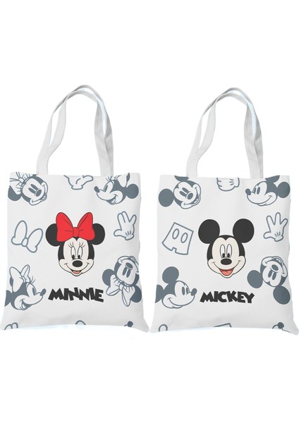 Mickey Mouse Donald Duck Öğrenci Kanvas Kadın Omuz Taşınabilir Çok Yönlü Basit Edebi Alışveriş Kanvas Çanta (Yurt Dışından)