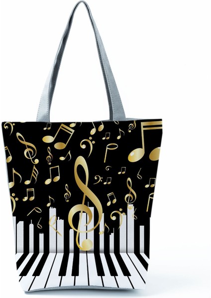 Yeni Müzik Sembolü Baskılı Omuz Çantası, Modaya Uygun Piyano Anahtarlı Debriyaj, Taşınabilir Büyük Kapasiteli Tote Çanta (Yurt Dışından) fiyatları
