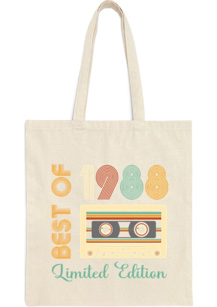 Kadın 1984 Sınırlı Üretim Omuz Çantası Vintage Radyo Kanvas Tote Çanta Erkek Doğum Günü Yıl Alışveriş Çantası 1980-1989 Kadın Tote Çanta (Yurt Dışından)