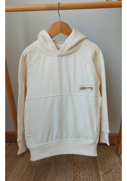 Ekru Renk, Kapüşonlu, Cepli, Şardonlu, Çocuk Sweatshirt modelleri