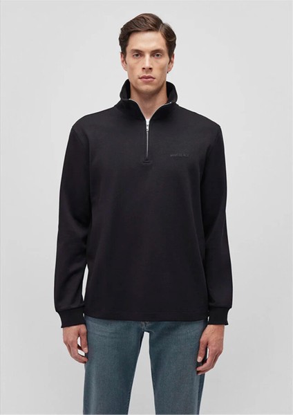 Mavı M0S10252-900 Sıyah Erkek Regular Yarım Fermuarlı Modellı Sweatshırt modelleri