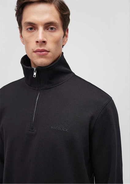 Mavı M0S10252-900 Sıyah Erkek Regular Yarım Fermuarlı Modellı Sweatshırt indirimleri