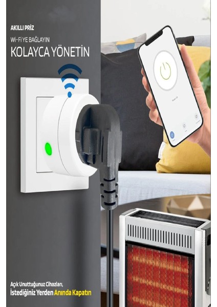 Akıllı Priz Uzaktan Kontrol Wifi, Anlık Enerji Tüketim Takip, Zamanlayıcı Tuya Destekli Priz 10 A