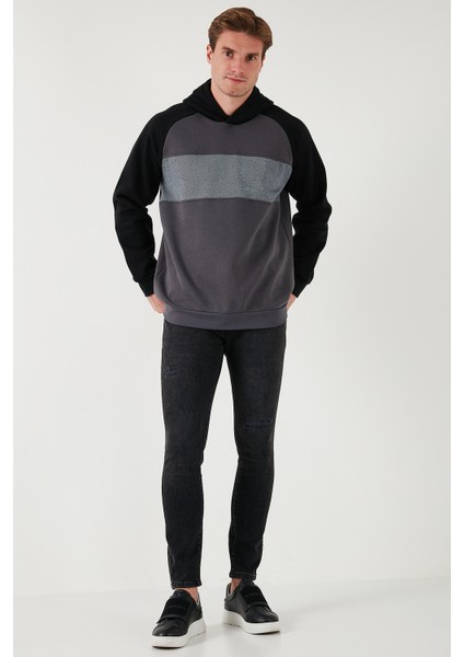 Pamuklu Regular Fit Renk Bloklu Kapüşonlu Sweat Erkek Sweat 5905771