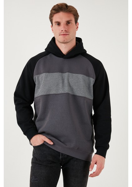 Pamuklu Regular Fit Renk Bloklu Kapüşonlu Sweat Erkek Sweat 5905771