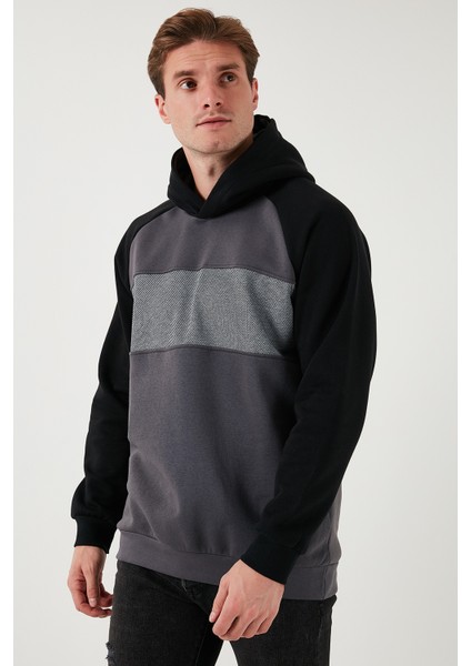 Pamuklu Regular Fit Renk Bloklu Kapüşonlu Sweat Erkek Sweat 5905771