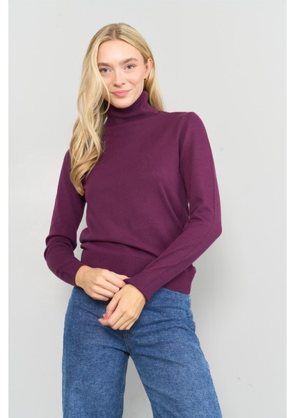 Çetinkaya Miyamira 2276 Balıkçı Yaka Mürdüm Kazak