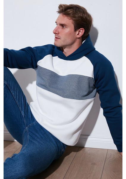 Pamuklu Regular Fit Renk Bloklu Kapüşonlu Sweat Erkek Sweat 5905771