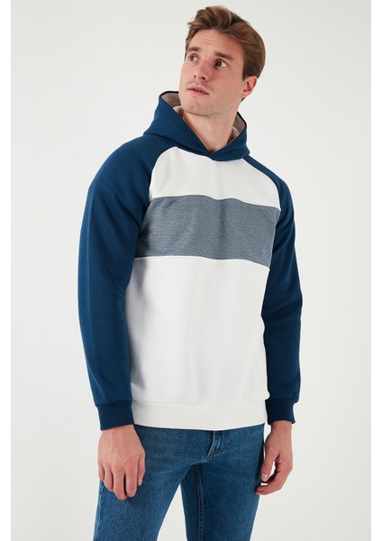 Pamuklu Regular Fit Renk Bloklu Kapüşonlu Sweat Erkek Sweat 5905771