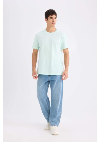New Regular Fit Bisiklet Yaka Basic Düz Kısa Kollu Tişört E1091AXNS