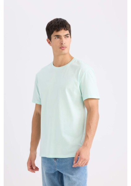 New Regular Fit Bisiklet Yaka Basic Düz Kısa Kollu Tişört E1091AXNS