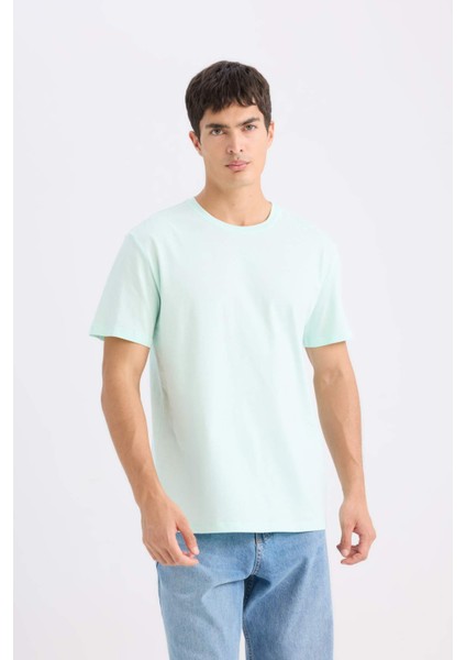 New Regular Fit Bisiklet Yaka Basic Düz Kısa Kollu Tişört E1091AXNS