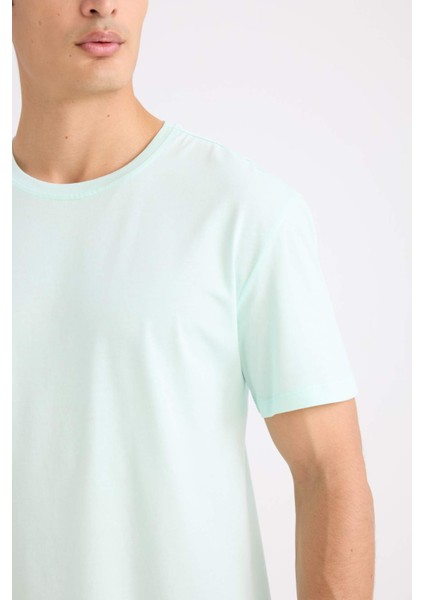 New Regular Fit Bisiklet Yaka Basic Düz Kısa Kollu Tişört E1091AXNS