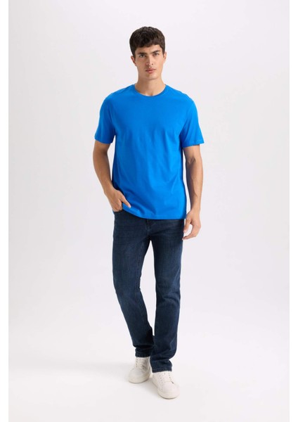 New Regular Fit Bisiklet Yaka Basic Düz Kısa Kollu Tişört E1091AXNS
