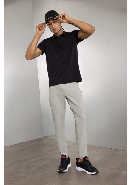DeFactoFit Dokuma Pantolon Slim Fit Dar Kesim Çift Cepli Fermuarlı Paça C9262AX24AU