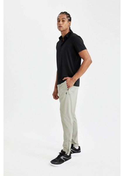 DeFactoFit Dokuma Pantolon Slim Fit Dar Kesim Çift Cepli Fermuarlı Paça C9262AX24AU
