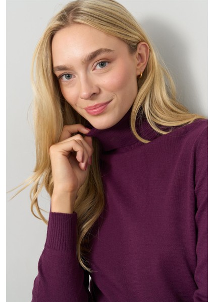 Çetinkaya Miyamira 2276 Balıkçı Yaka Mürdüm Kazak modelleri