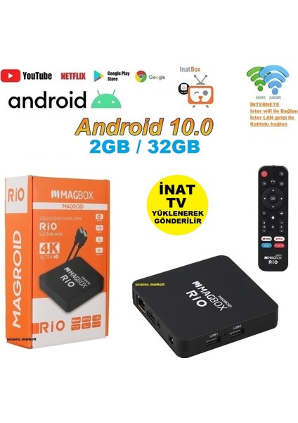 Android Tv Box 2g Ram / 32GB Rom Android 10 (Inat Tv Yüklenerek Gönderilir)