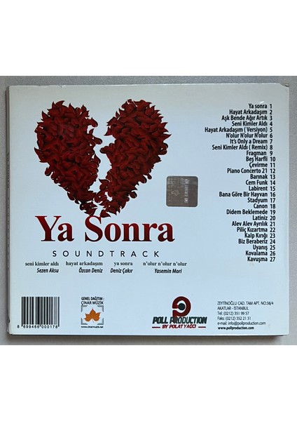 Ya Sonra Soundtrack CD (Orjnal Dönem Baskı Cd)