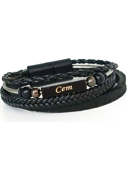 Kişiselleştirilmiş Isimli Erkek Bileklik, Deri Trend Bileklik