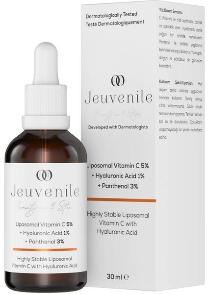 Jeuvenile Aydınlatıcı Canlandırıcı Liposomal Vitamin C %5 Cilt Bakım Serumu 30ML