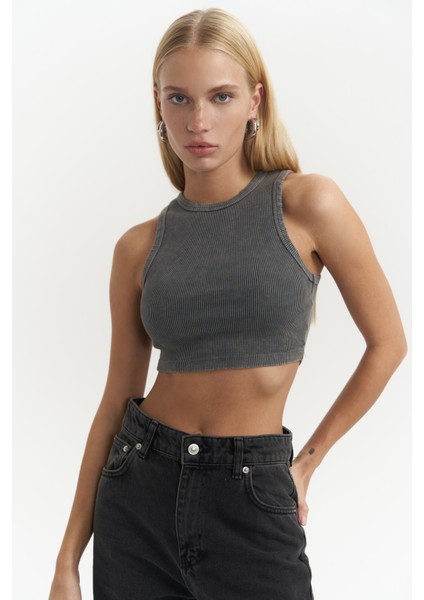 Shoulder Füme Yıkamalı Fitilli Crop fırsatları