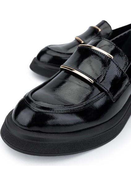 Kadın Deri Siyah Rugan Loafer Ayakkabı 1066 2305 Bn Ayk SK24-25 Sıyah Krsk Rgn modelleri