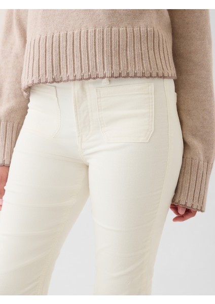 Kadın Kırık Beyaz High Rise Kadife '70s Flare Jean Pantolon fiyatları