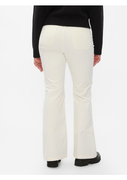 Kadın Kırık Beyaz High Rise Kadife '70s Flare Jean Pantolon fırsatları