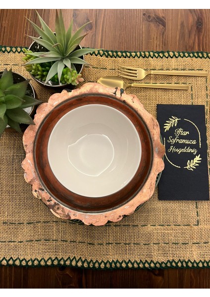 Gold Yaldızlı Siyah Iftar Soframıza Hoşgeldiniz Garson Peçete 16 Adet