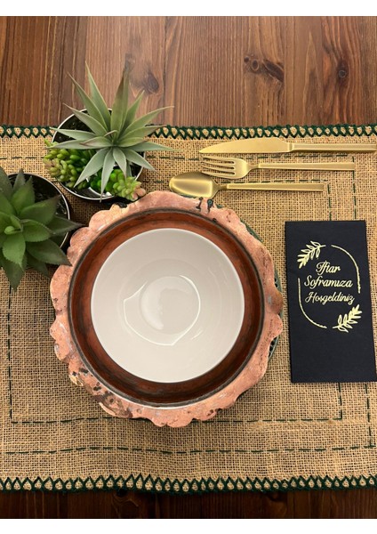 Gold Yaldızlı Siyah Iftar Soframıza Hoşgeldiniz Garson Peçete 16 Adet fiyatları