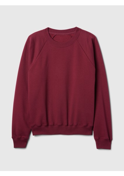 Kadın Bordo Vintage Soft Raglan Sweatshirt