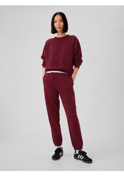 Kadın Bordo Vintage Soft Raglan Sweatshirt