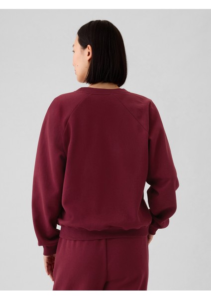 Kadın Bordo Vintage Soft Raglan Sweatshirt