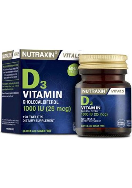 Vitamin D3 1000 IU Vitamin D3 Içeren Takviye Edici Gıda 120 Tablet