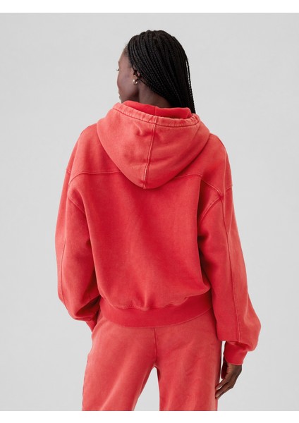 Kadın Kırmızı Vintage Soft Crop Sweatshirt indirimleri