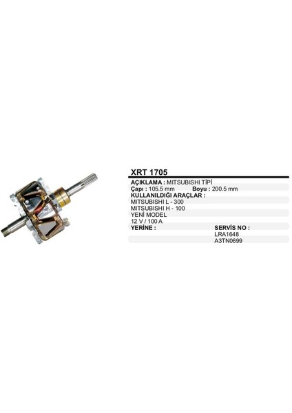 12V ALTERNATÖR ROTOR 100 A HYUNDAI-MITSUBISHI (KLİMALI)