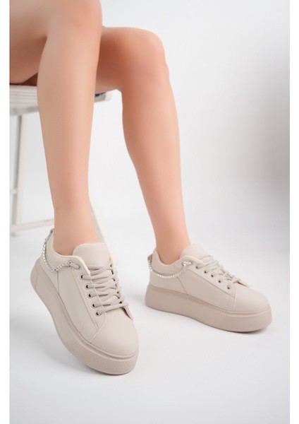 Dolgu Topuk Krem Kadın Ayakkabı