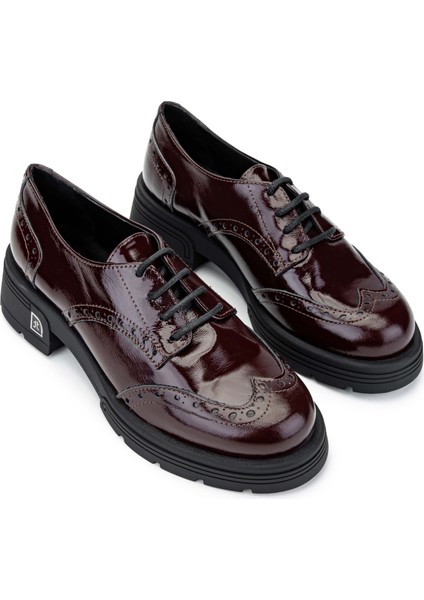 Kadın Deri Bordo Rugan Casual Ayakkabı 33 2006 Bn Ayk SK24-25 Bordo Rgn