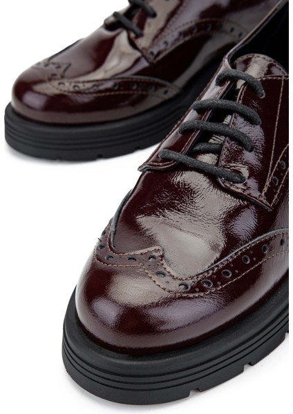 Kadın Deri Bordo Rugan Casual Ayakkabı 33 2006 Bn Ayk SK24-25 Bordo Rgn