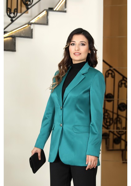 Yaren Saten Ceket Yeşil ELB58